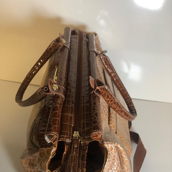 Samantha Brown Faux Crocodile Embossed Dowel Travel Tote Bag Work Weekender - Picture 6 of 9